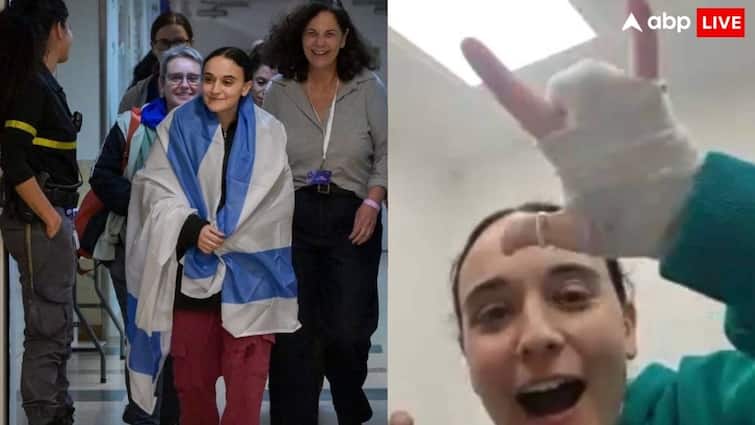 israel hamas ceasefire hamas released israeli hostage emily damari showed her 3 figured palm
