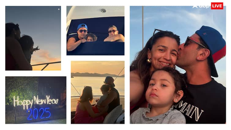 new year 2025 ranbir kapoor kisses alia bhatt raha kapoor points to moon neetu kapoor riddhima kapoor poses