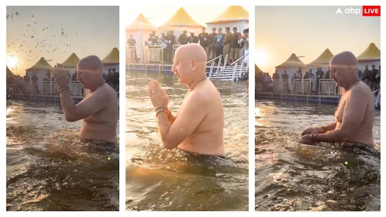Maha Kumbh 2025 anupam kher TooK holy dip in Ganga Prayagraj in Maha Kumh share Video | Maha Kumbh 2025: त्रिवेणी संगम में पवित्र स्नान कर अनुपम खेर की आंखें से बहने लगे आंसू, वीडियो शेयर कर लिखा